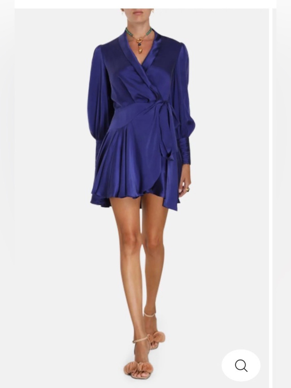 Zimmermann Silk Wrap Mini Dress Lapis in Blue